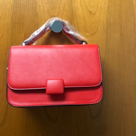 AR New York Square Top Handle Handbag Red - Picture 1 of 6